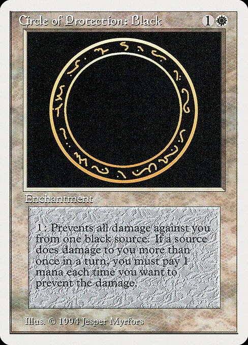 Circle of Protection: Black, carta Magic di tipo Enchantment illustrata da Jesper Myrfors