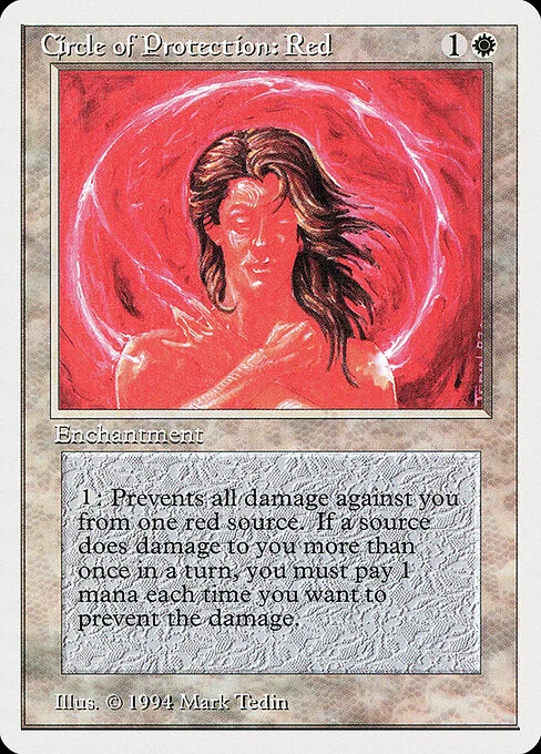 Circle of Protection: Red, carta Magic di tipo Enchantment illustrata da Mark Tedin