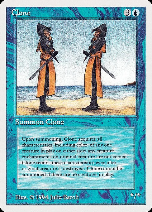Clone, carta Magic di tipo Creature — Shapeshifter illustrata da Julie Baroh