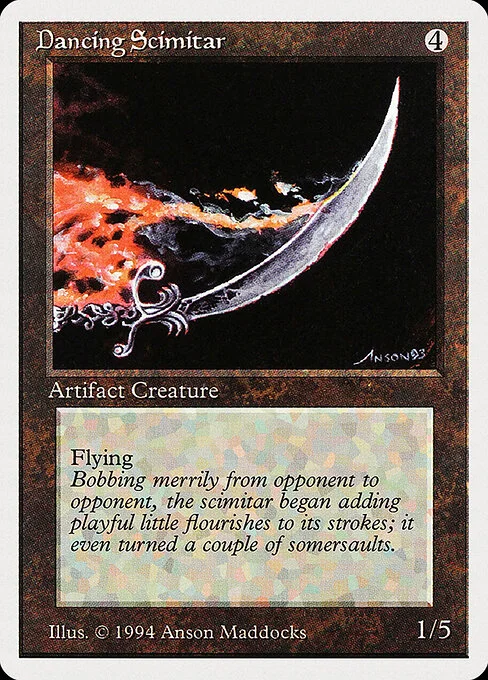 Dancing Scimitar, carta Magic di tipo Artifact Creature — Spirit illustrata da Anson Maddocks
