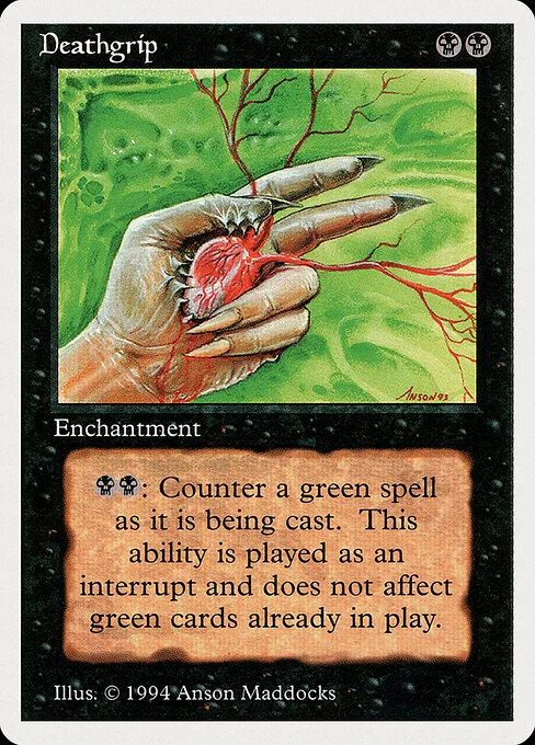 Deathgrip, carta Magic di tipo Enchantment illustrata da Anson Maddocks