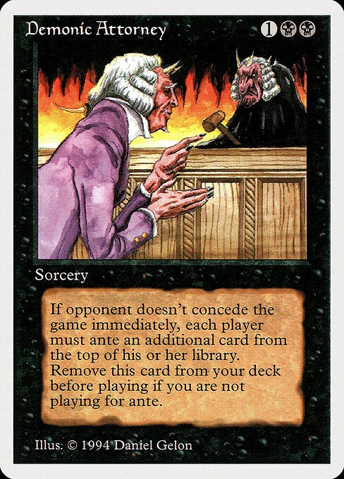 Demonic Attorney, carta Magic di tipo Sorcery illustrata da Daniel Gelon