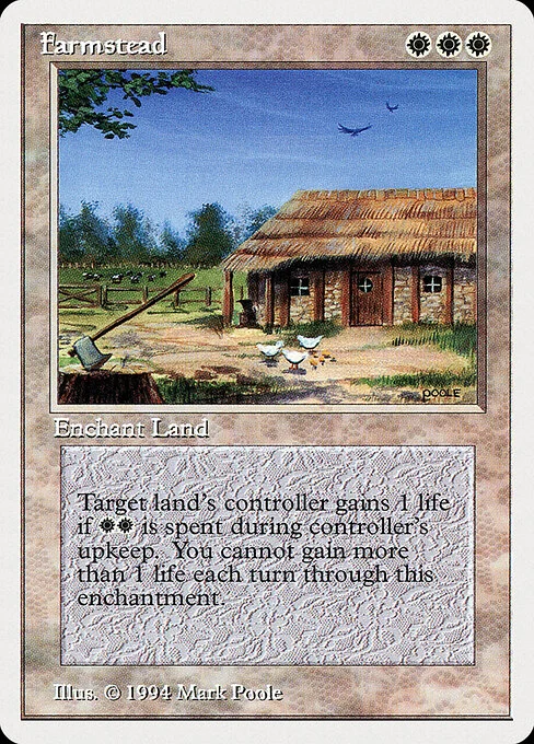 Farmstead, carta Magic di tipo Enchantment — Aura illustrata da Mark Poole