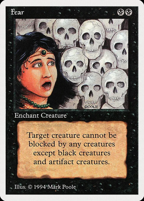 Fear, carta Magic di tipo Enchantment — Aura illustrata da Mark Poole