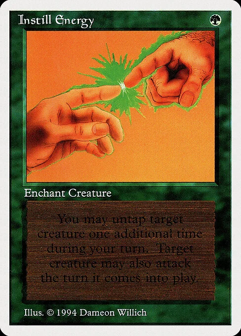 Instill Energy, carta Magic di tipo Enchantment — Aura illustrata da Dameon Willich