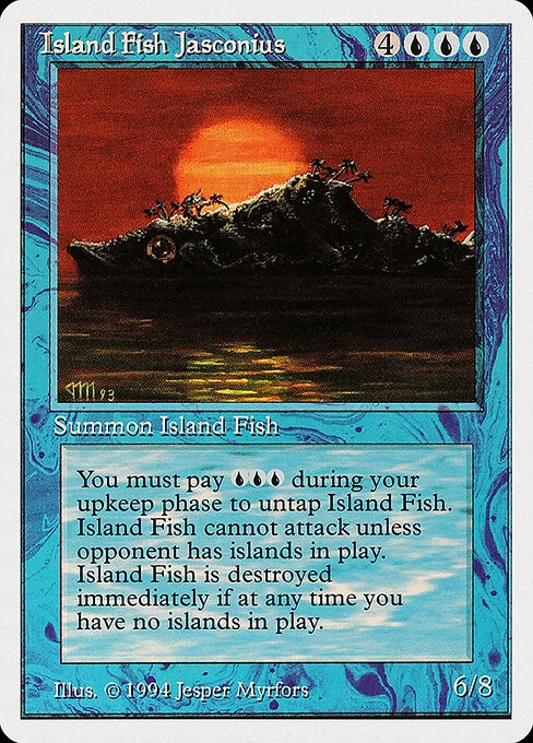 Island Fish Jasconius, carta Magic di tipo Creature — Fish illustrata da Jesper Myrfors