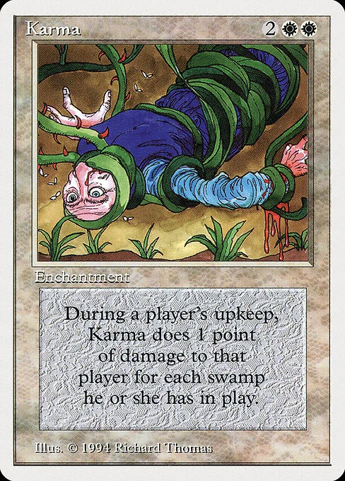 Karma, carta Magic di tipo Enchantment illustrata da Richard Thomas