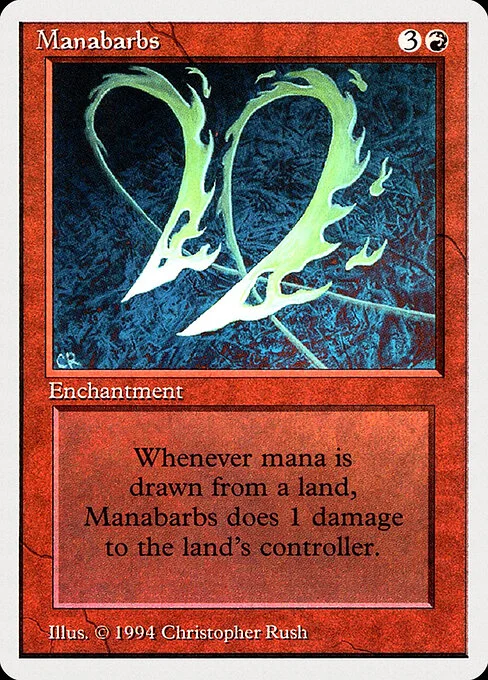 Manabarbs, carta Magic di tipo Enchantment illustrata da Christopher Rush