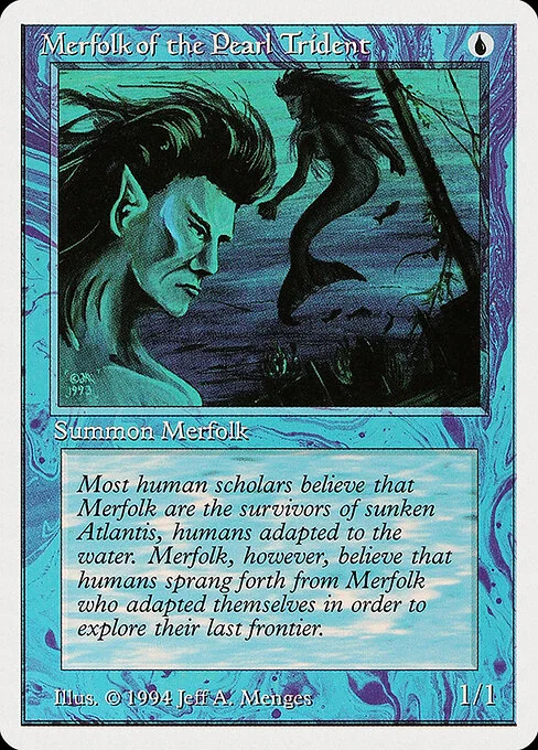 Merfolk of the Pearl Trident, carta Magic di tipo Creature — Merfolk illustrata da Jeff A. Menges
