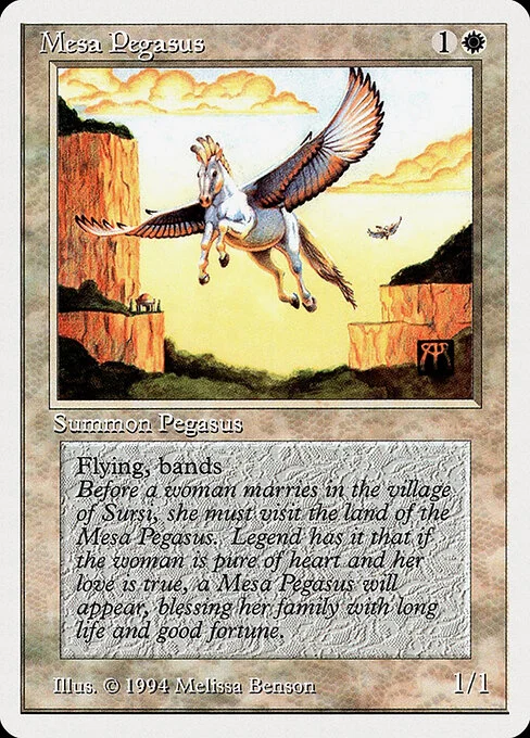 Mesa Pegasus, carta Magic di tipo Creature — Pegasus illustrata da Melissa A. Benson