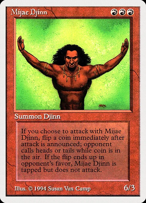 Mijae Djinn, carta Magic di tipo Creature — Djinn illustrata da Susan Van Camp