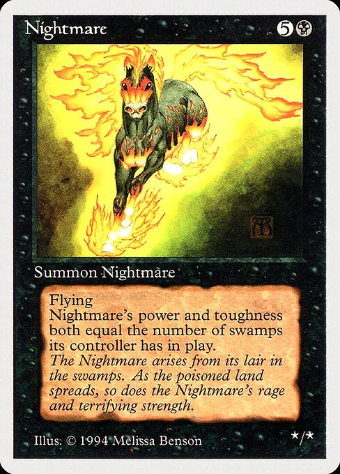 Nightmare, carta Magic di tipo Creature — Nightmare Horse illustrata da Melissa A. Benson