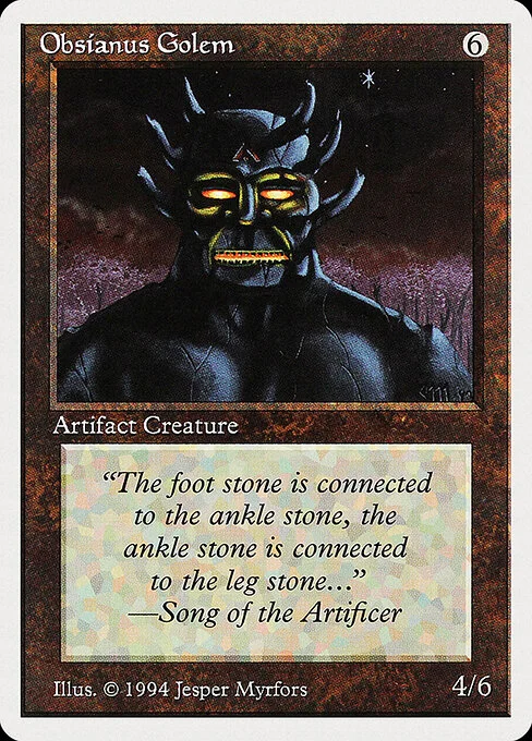 Obsianus Golem, carta Magic di tipo Artifact Creature — Golem illustrata da Jesper Myrfors