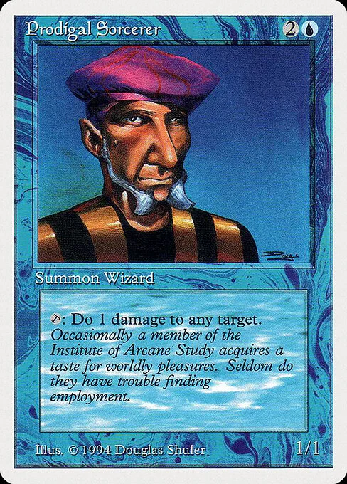 Prodigal Sorcerer, carta Magic di tipo Creature — Human Wizard Sorcerer illustrata da Douglas Shuler