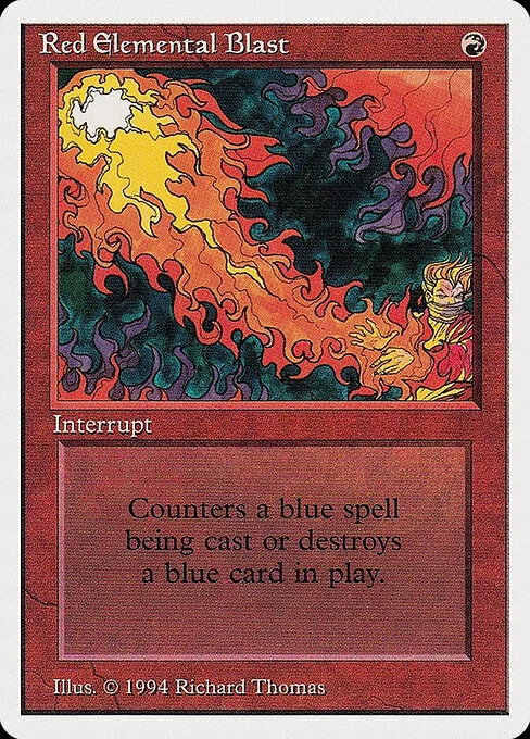Red Elemental Blast, carta Magic di tipo Instant illustrata da Richard Thomas