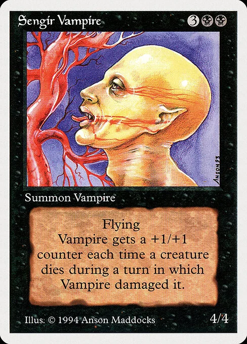 Sengir Vampire, carta Magic di tipo Creature — Vampire illustrata da Anson Maddocks