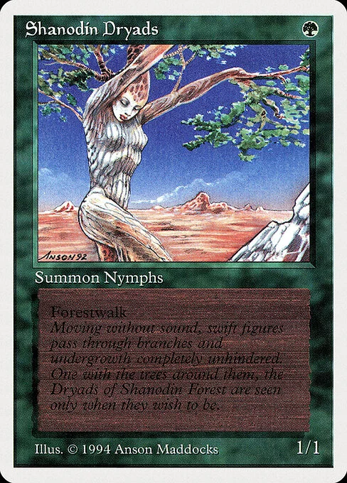 Shanodin Dryads, carta Magic di tipo Creature — Nymph Dryad illustrata da Anson Maddocks