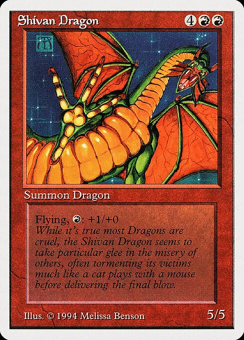 Shivan Dragon, carta Magic di tipo Creature — Dragon illustrata da Melissa A. Benson
