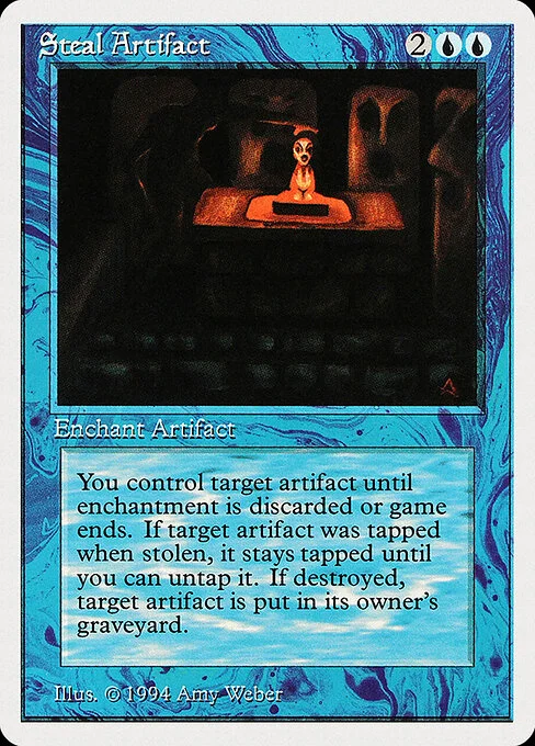 Steal Artifact, carta Magic di tipo Enchantment — Aura illustrata da Amy Weber