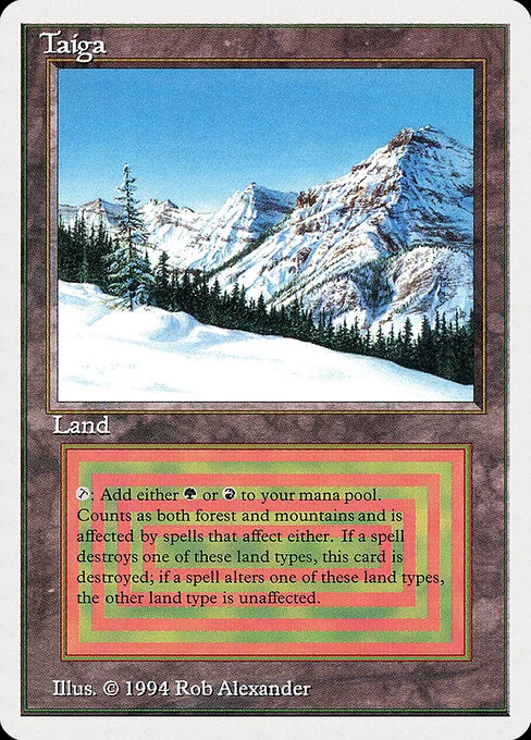 Taiga, carta Magic di tipo Land — Mountain Forest illustrata da Rob Alexander