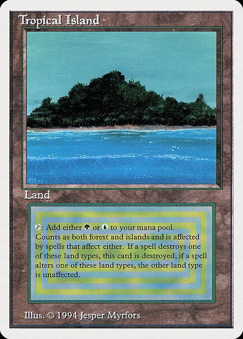 Tropical Island, carta Magic di tipo Land — Forest Island illustrata da Jesper Myrfors