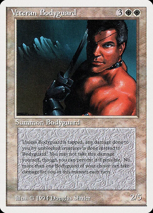 Veteran Bodyguard, carta Magic di tipo Creature — Human illustrata da Douglas Shuler