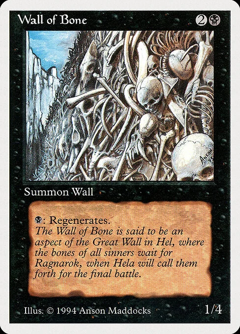 Wall of Bone, carta Magic di tipo Creature — Skeleton Wall illustrata da Anson Maddocks