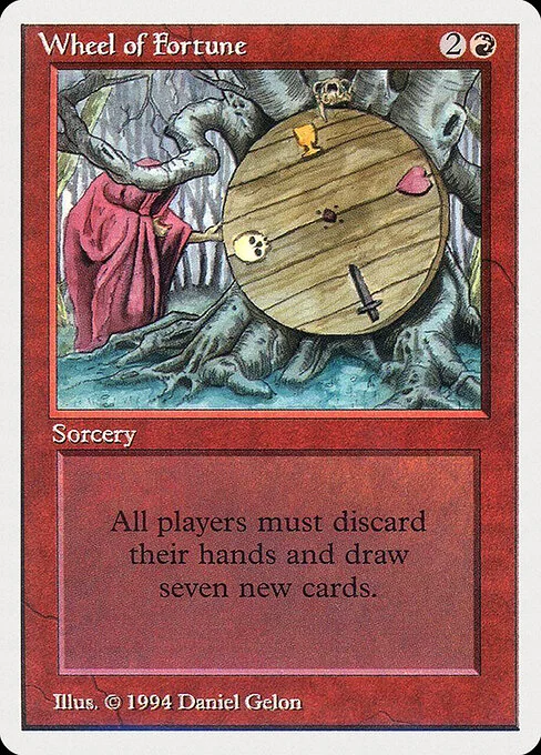Wheel of Fortune, carta Magic di tipo Sorcery illustrata da Daniel Gelon