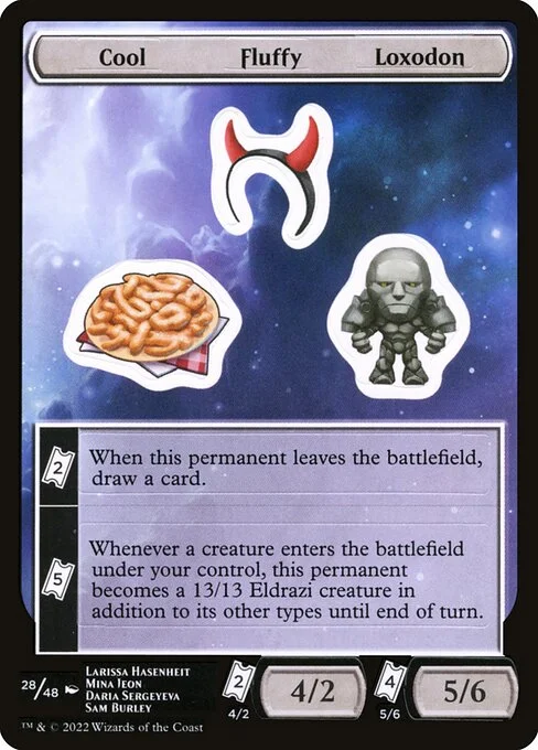 Cool Fluffy Loxodon, carta Magic di tipo Stickers illustrata da Larissa Hasenheit & Mina Jeon
