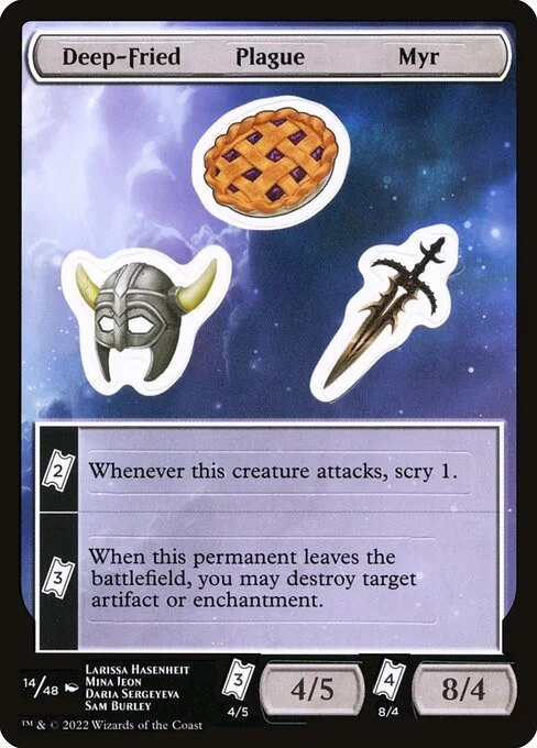 Deep-Fried Plague Myr, carta Magic di tipo Stickers illustrata da Larissa Hasenheit & Mina Jeon