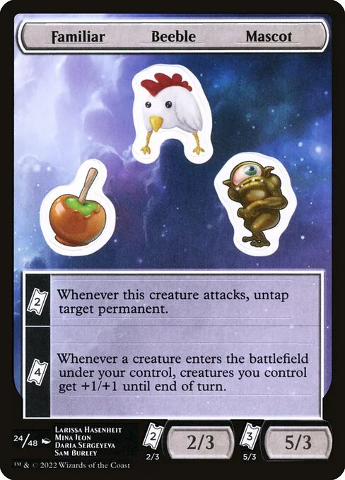 Familiar Beeble Mascot, carta Magic di tipo Stickers illustrata da Larissa Hasenheit & Mina Jeon