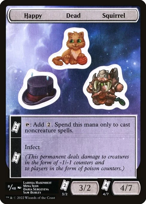 Happy Dead Squirrel, carta Magic di tipo Stickers illustrata da Larissa Hasenheit & Mina Jeon