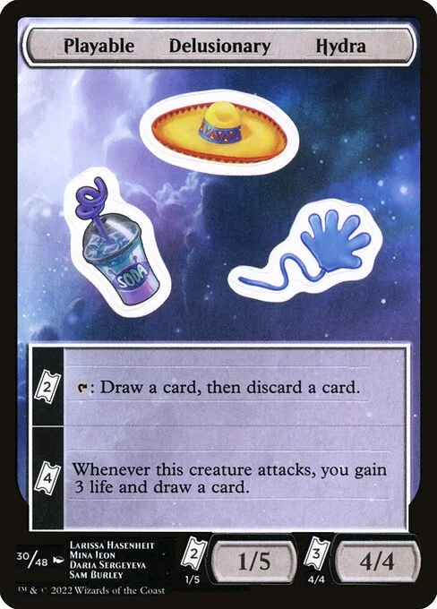 Playable Delusionary Hydra, carta Magic di tipo Stickers illustrata da Larissa Hasenheit & Mina Jeon