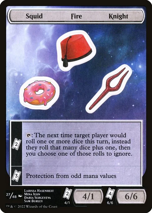 Squid Fire Knight, carta Magic di tipo Stickers illustrata da Larissa Hasenheit & Mina Jeon