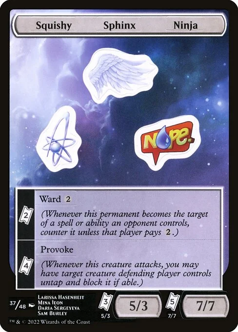 Squishy Sphinx Ninja, carta Magic di tipo Stickers illustrata da Larissa Hasenheit & Mina Jeon