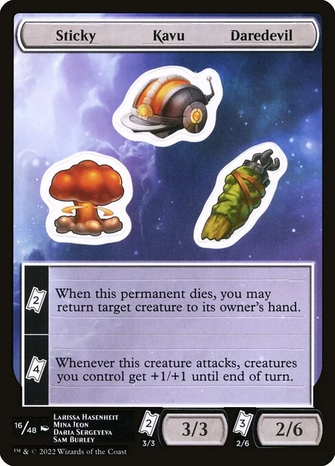 Sticky Kavu Daredevil, carta Magic di tipo Stickers illustrata da Larissa Hasenheit & Mina Jeon