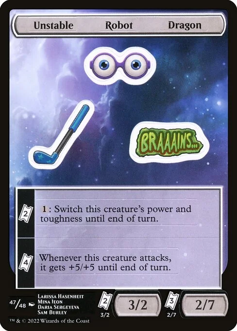 Unstable Robot Dragon, carta Magic di tipo Stickers illustrata da Larissa Hasenheit & Mina Jeon