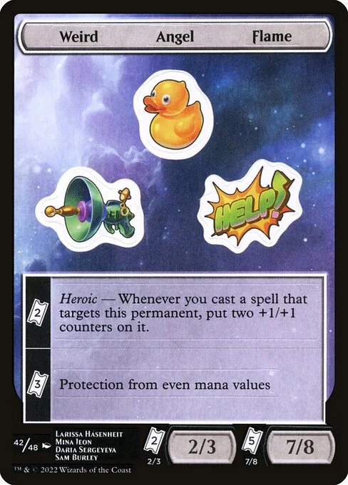 Weird Angel Flame, carta Magic di tipo Stickers illustrata da Larissa Hasenheit & Mina Jeon