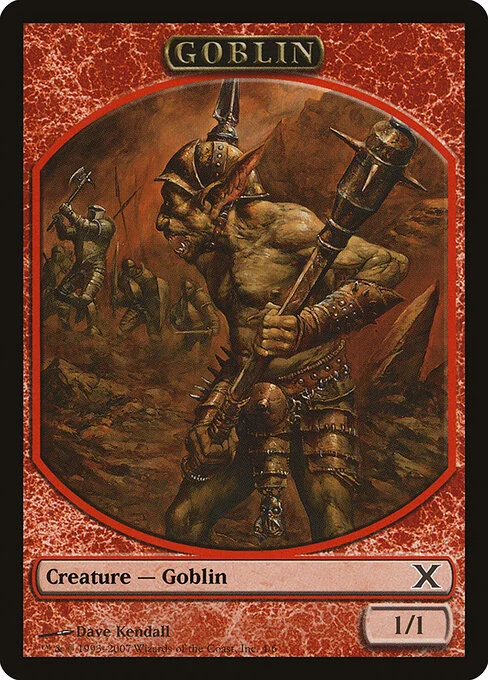 Goblin, carta Magic di tipo Token Creature — Goblin illustrata da Dave Kendall