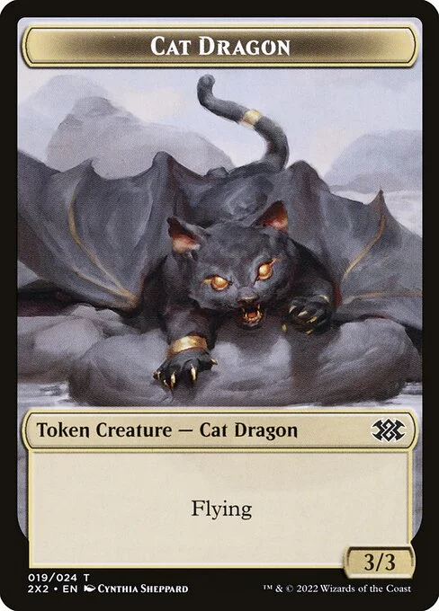 Cat Dragon, carta Magic di tipo Token Creature — Cat Dragon illustrata da Cynthia Sheppard