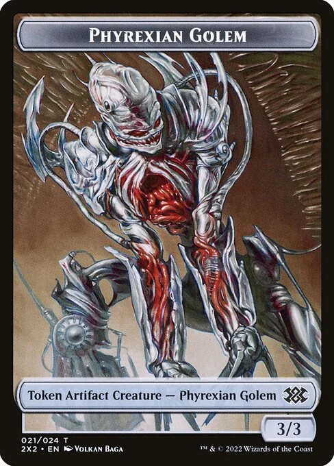Phyrexian Golem, carta Magic di tipo Token Artifact Creature — Phyrexian Golem illustrata da Volkan Baǵa