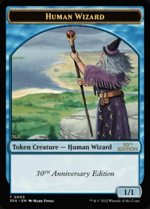 Human Wizard, carta Magic di tipo Token Creature — Human Wizard illustrata da Mark Poole