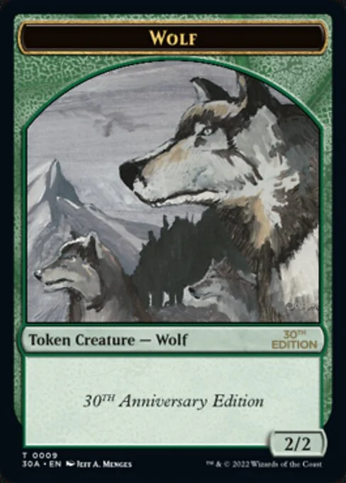 Wolf, carta Magic di tipo Token Creature — Wolf illustrata da Jeff A. Menges