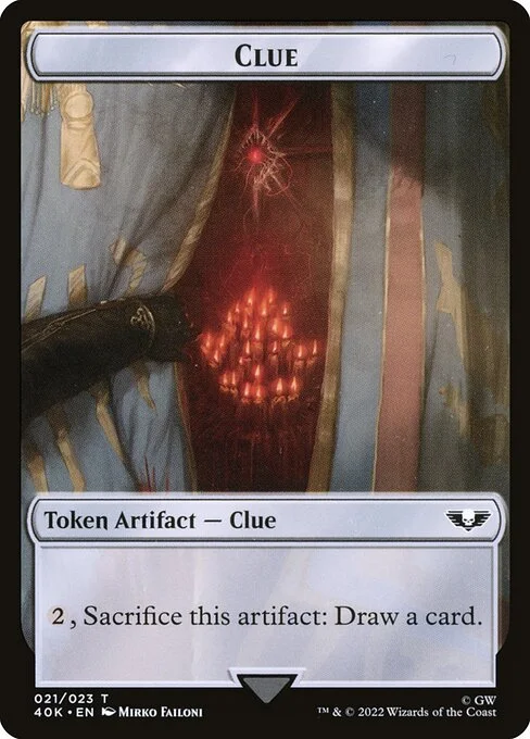 Clue, carta Magic di tipo Token Artifact — Clue illustrata da Mirko Failoni