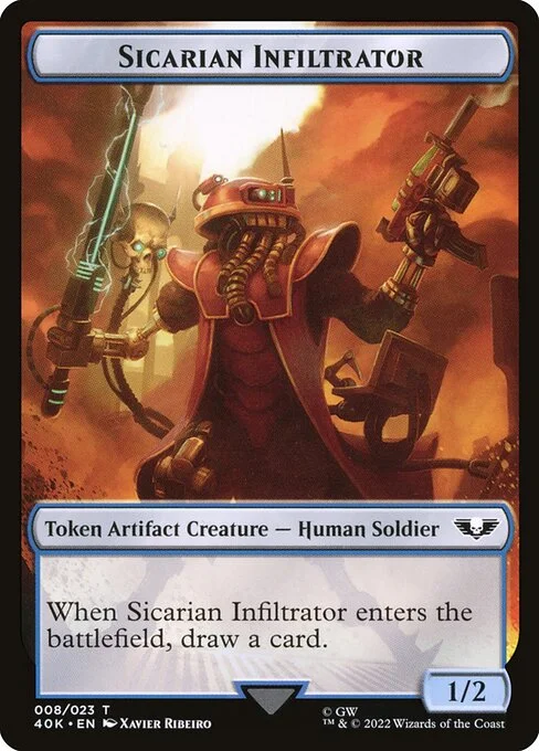 Sicarian Infiltrator, carta Magic di tipo Token Artifact Creature — Human Soldier illustrata da Xavier Ribeiro