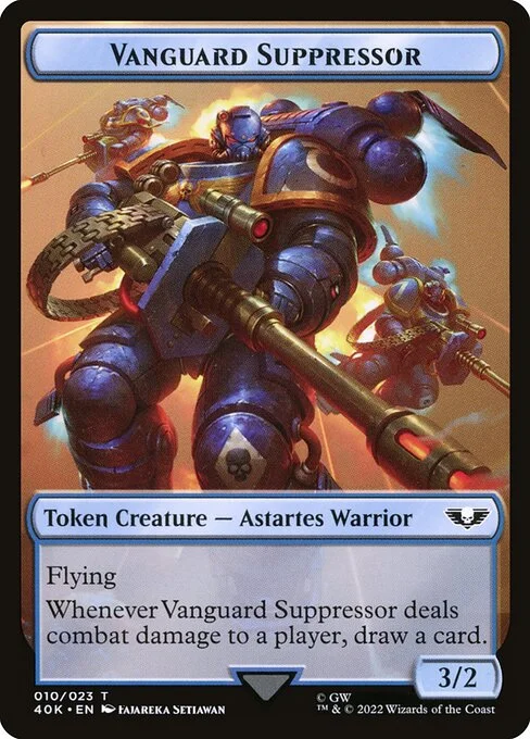 Vanguard Suppressor, carta Magic di tipo Token Creature — Astartes Warrior illustrata da Fajareka Setiawan