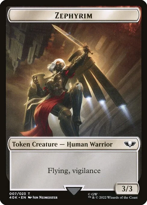 Zephyrim, carta Magic di tipo Token Creature — Human Warrior illustrata da Jon Neimeister