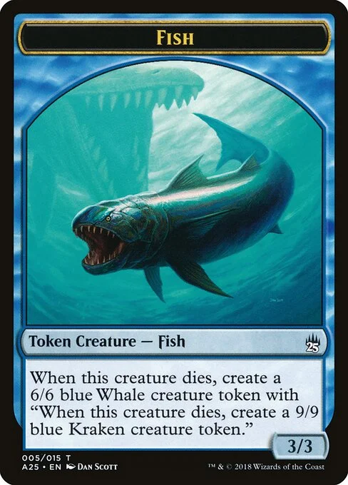 Fish // Kraken, carta Magic di tipo Token Creature — Fish // Token Creature — Kraken illustrata da Dan Murayama Scott