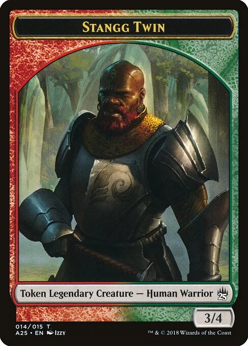 Stangg Twin, carta Magic di tipo Token Legendary Creature — Human Warrior illustrata da Izzy