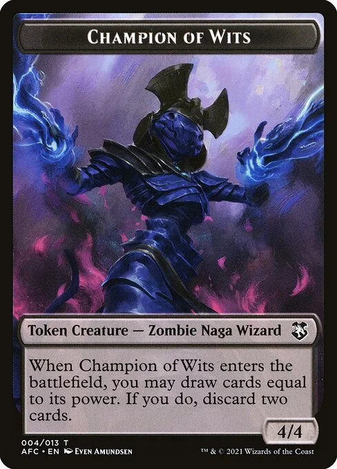 Champion of Wits, carta Magic di tipo Token Creature — Zombie Naga Wizard illustrata da Even Amundsen